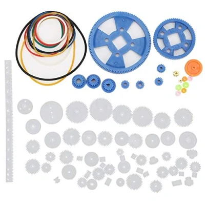 Bild av HEEPDD 80 st växellåda, plastkugghjul motortillbehör hastighetsrem remskiva axelhylsa kit DIY vetenskaplig robot gör delar för bilrobotar byggspel