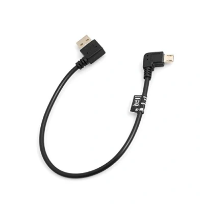 Bild av System S Mikro USB kabel 90 vänster vinklad vinkelkontakt till 2.0 typ A (hane) datakabel laddningskabel ca 27 cm