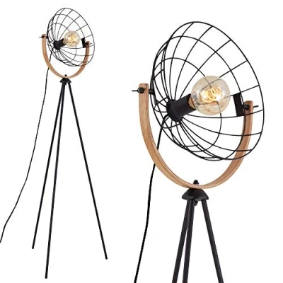 Bild av Briloner Leuchten golvlampa, studiolampa retro, vintage, 1 x E27, max. 40 watt, inkl. kabelbrytare, svart trä, 595 1490 mm (B H), 1385015