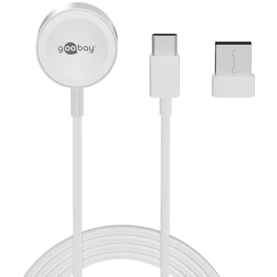 Bild av goobay 65343 Apple Watch/trådlös laddare/kompatibel med alla Watch modeller SE/8/7/6/5/4/3/2/inkl. USB adapter