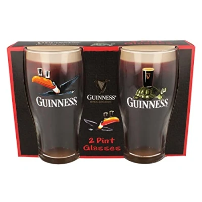 Bild av Guinness officiella varor sköldpadda/Toucan Gilroy 2 pint glas set transparent