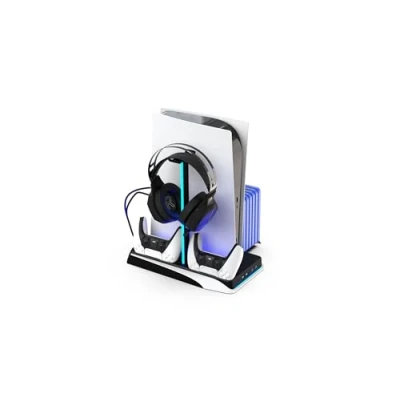 Bild av iMP TECH DLX+ LED Multi Function Charger Tower White Sony PlayStation 5