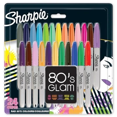 Bild av Sharpie permanenta märkpennor Fin spets 80’s Glam färger 24 stycken