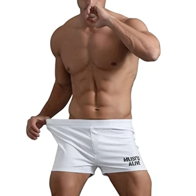 Bild av Herr Gym Bodybuilding Träna sporter Shorts Kondition Bomull S1001 Vit XL