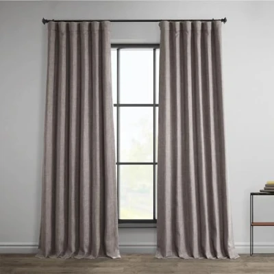 Bild av HPD Halvt pris draperier falskt linne texturerat mörkläggningsgardiner för sovrum 96 tum lång (1 panel), 50 B x L gardiner vardagsrum heminredning, mink