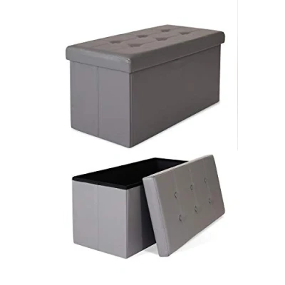 Bild av dibea Vikbar sittpall max 300 kg konstläder, 76 x 38 cm, grå