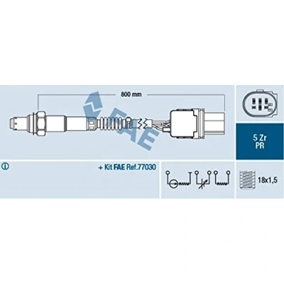 Bild av FAE 75051 Sonde lambda noir VOLKSWAGEN: Polo IV 3/5 portes, Golf 5, V AUDI: A3 Sportback, A4 B8 Avant, SEAT: Ibiza 3