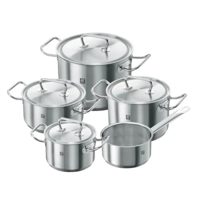 Bild av ZWILLING Kastrullset i 5 delar, 4 lock, lämplig för induktionsspis, Stål, Twin Classic