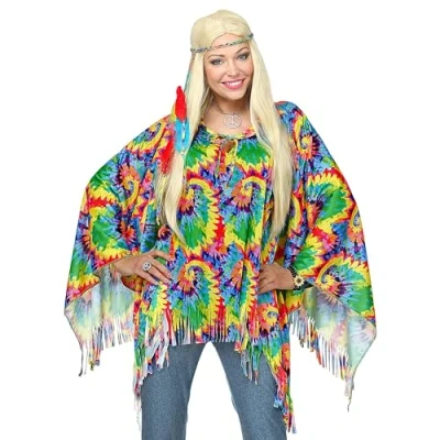 Bild av &quot;PSYCHEDELIC HIPPIE&quot; (poncho, pannband) (en storlek passar de flesta vuxna)