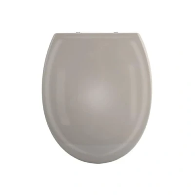 Bild av spirella toalettlock oval med quick release funktion och automatisk sänkning. Antibakteriella toalettglasögon av termoplast rostfritt stål avtagbara taupe