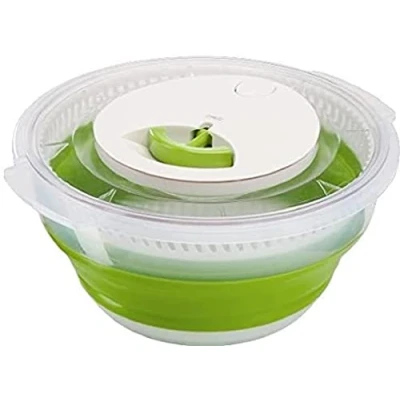 Bild av Emsa Basic hopfällbar salladsslunga av plast, transparent/grön, 4 liter