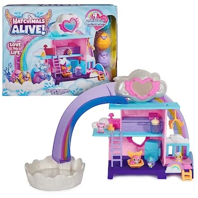 Bild av Hatchimals Alive Barnrumslekset med 4 minifigurer i självkläckande ägg och 13 tillbehör för fantasifullt rollspel, leksaker barn från 3 år