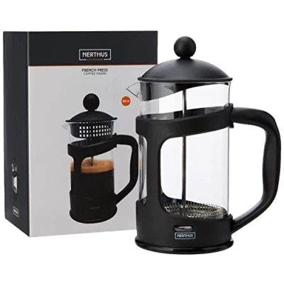 Bild av NERTHUS FIH 320 Fransk kaffepress 800 ml, Pp, borosilikatglas och SS, svart, 22 x 14 11,5 cm