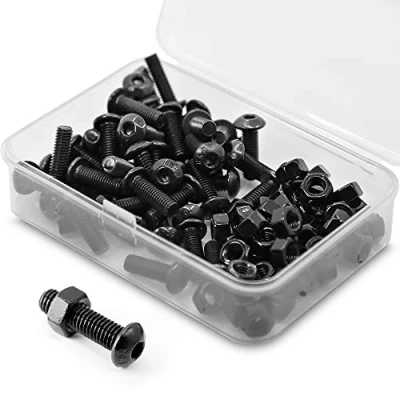 Bild av MINHER (50 set) M5 x 16 mm skruvar och muttrar set halvcirkelformat huvud insexskruvar 10,9 grader legerat stål helgängad