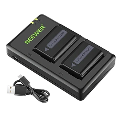 Bild av Neewer NP FW50 Kamera batteriladdare set kompatibel med Sony A6000, A6500, A6300, A6400, A7, A7II, A7RII, A7SII, A7S, A7S2, A7R, A7R2, A55, A5100, RX10 (2 pack, Micro USB port, 100, 1000, 10,