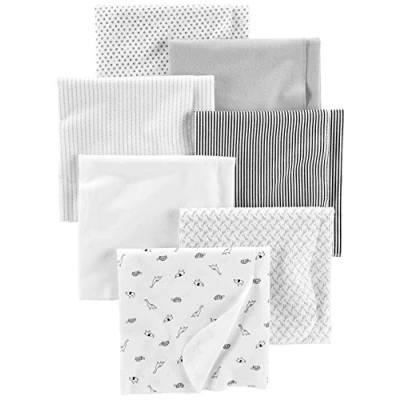 Bild av Simple Joys av Carter&#039;s Baby 7 pack flanell mottagande filtar, grå/vit/svart, en storlek (paket med 7)