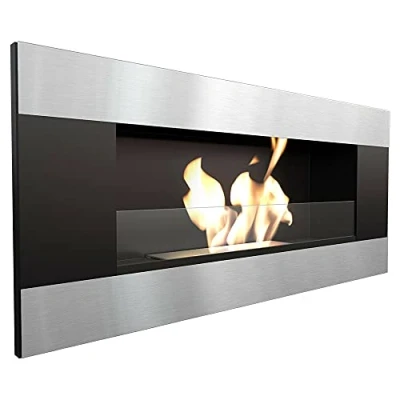 Bild av KRATKI bio spis DELTA2 400 x 900 cm 0,5L behållare horisontellt med glas 4 mm tjocklek etanol vägg gel perfekt för hem, vardagsrum eller sovrum
