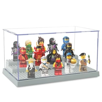 Bild av Akryl monter monter, XiYee 3 lager minifigurer damm bevis show case bas för tegelsten block actionfigurer förvaring display (B)