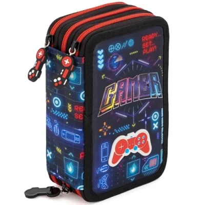 Bild av Julian Ross fodral, trippelfyllt 45 skoltillbehör, 20 centimeter, stick lim, mine+, Gamer 24, Pennfodral