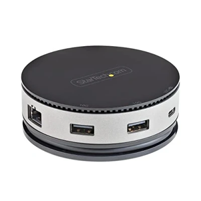 Bild av StarTech.com USB C multiport adapter 3.1 Gen 2 10 Gbps typ minidocka med 4K 60Hz HDMI/DisplayPort eller 1080p VGA 75 W PD genomströmning, 3 portars hub, GbE mobil dockningsstation