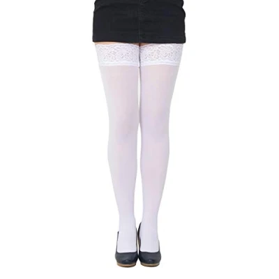 Bild av SENTELEGRI Färgglada ogenomskinliga 40 Denier mikrofiber hold ups strumpor, storlekar S XXL, Vitt, XXL