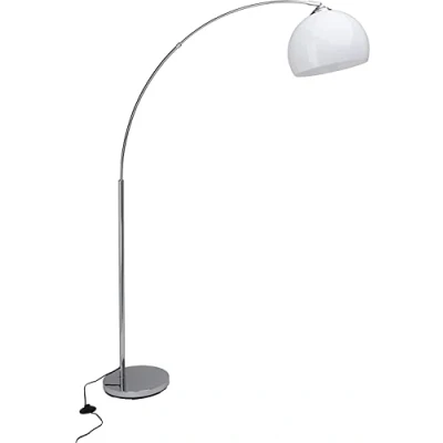 Bild av BRILLIANT lampa Vessa välvda golvlampor 1,7 m krom/vit 1x A60, E27, 60W, lämplig för normala lampor (ingår ej) Skala A ++ till E Med fotomkopplare