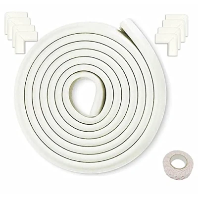 Bild av HIMRY® [5 m kantskydd 8 hörnskydd] L formad skumkudde, svampkantkudde, hörnkudde, bordskant hörn, antikollisioner, baby, barn, stötskydd, off vit, KXD7000 set white