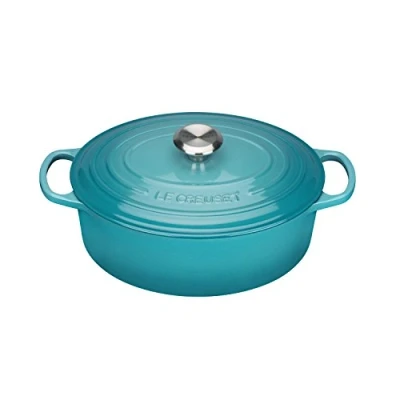 Bild av Le Creuset Signature gjutjärnspanna med lock, Ø 27 cm, oval, lämplig för alla typer av spisar och induktion, volym: 4,1 l, 4,425 kg, karibisk