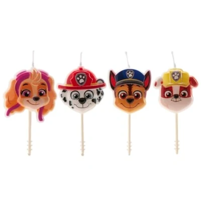 Bild av dekora set med 3D Paw Patrol, födelsedagsljus för barntårtor original barn 4 stycken