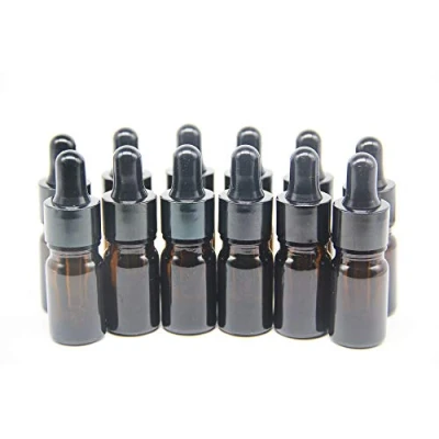 Bild av Yizhao Bärnsten Glas Droppflaska 5ml, med Pipett Droppare, för Eteriska Oljor, Aromaterapi, Kosmetika, Laboratorium, Apotek, Vätskor, Resor 12 Stycken