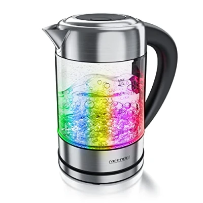 Bild av Arendo Vattenkokare i rostfritt stålglas med temperaturinställning 1,7 l justerbar temperatur 40 70 80 90 100 C varmhållningsfunktion 3 min kokfunktion GS BPA fri RGB belysning
