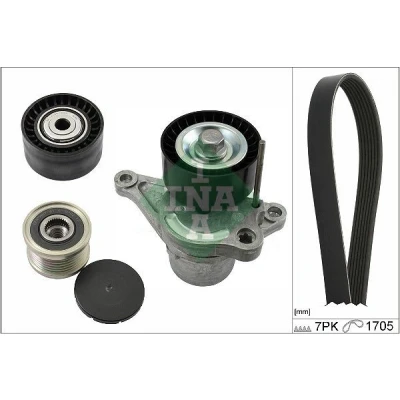 Bild av INA 529 0423 20 Jeu de courroies trapézoïdales à nervures avec poulie débrayable RENAULT: LAGUNA 3, ESPACE 4, MEGANE 2, NISSAN: Qashqai / Qashqai+2 I