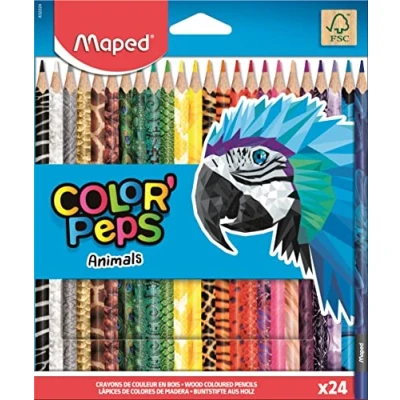 Bild av Maped 832224 24 x färgpennor, färgpennor COLOR&#039;PEPS ANIMALS med djurmotiv, färgglada, 1 st (24 pack)
