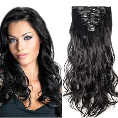 Bild av Clip in Hårförlängninga 8 PC hår Extensions Klämma i Hårförlängd Tressen Vågig Svar 60 cm/24 tum