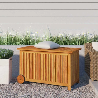 Bild av Dynbox med hjul 90x50x58 cm massivt akaciaträ