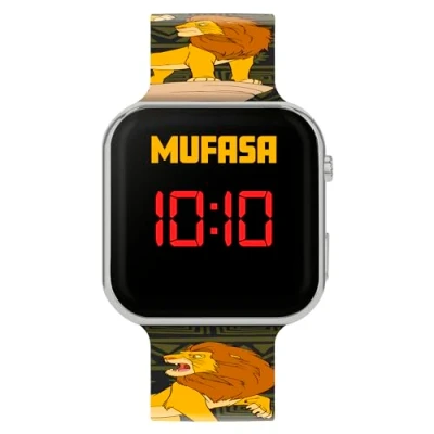 Bild av Disney barn pojkar lejonkung Mufasa svart silikonrem LED digital klocka LKG4010, Svart, Modern