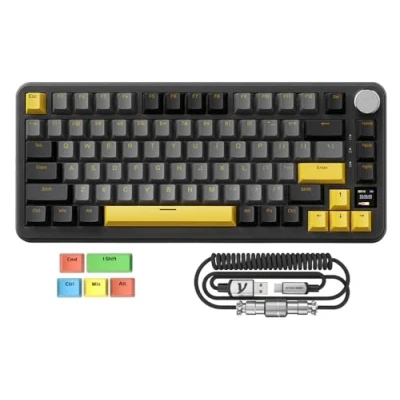 Bild av MAMBASNAKE x ATTACK SHARK X85PRO Gasket Mekaniskt Tangentbord, 75% Trådlöst Speltangentbord med TFT skärm och CNC Knapp, 2,4Ghz/BT5.1/USB C, 5 lagers Stoppning, Hot Swap Linjär Switch,för PC,MAC,QMK