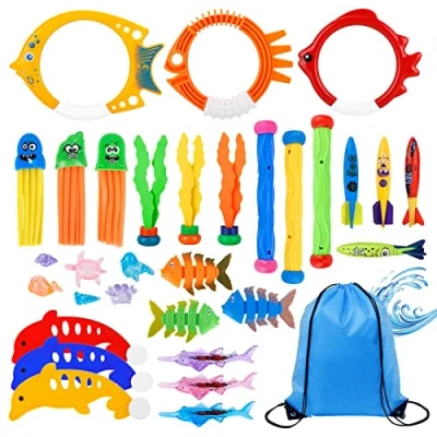 Bild av DICLLY Dykleksaker, 38 stycken poolspel, dykleksak, dykringsset, simbassängspel, för dykning barn i poolen vuxna., QIANSHUIWANJU 38PCS
