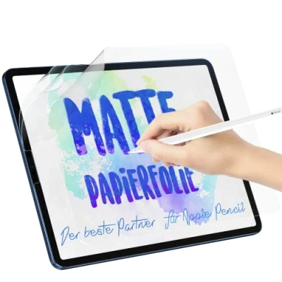 Bild av 3 stycken pappersfolie kompatibla med iPad 7,/8:9:e generationen (10,2 tum, 2019/2020/2021), matt skyddsfolie skärmskydd bländfri Feel Paper film PET Screen Protector for skriv riting