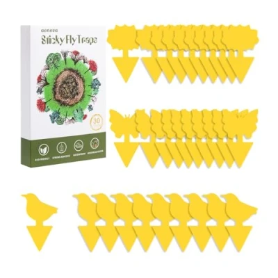 Bild av Fruit Fly Traps, Pack 30 Yellow Double Sided Fungus Gnat Sticky Catcher för växter inomhus och utomhus flyginsekter giftfri vattentät