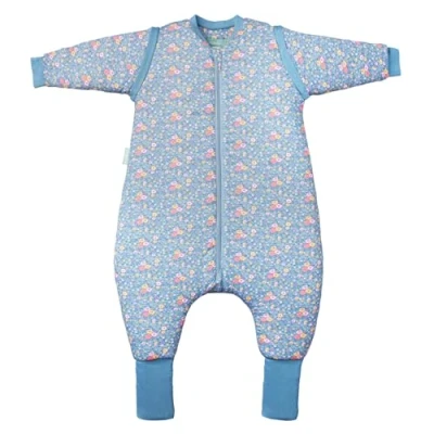 Bild av molis&amp;co. Pyjamas filt med avtagbara ärmar, halkfria strumpor, TOG 2.5 Wild Orchid tryck, 100 % bomull, Oeko Tex certifierad, 4 år