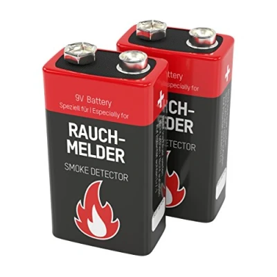 Bild av 2 ANSMANN Alkaliskt longlife rökdetektorer 9 V blockbatterier premiumkvalitet för högre prestanda, batteri perfekt branddetektorer, rörelsedetektor, larmsystem och kolmonoxidvarnare