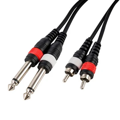 Bild av CASCHA Professionell ljudkabel, 2 x uttag 6,3 mm hane till RCA Chinch hane, 1 m längd, svart