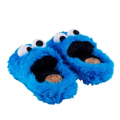 Bild av Sesamstrasse Tofflor smulmonster, 3D plyschtofflor, cookie monster, blå (blå, EU skostorlekssystem, vuxna, män, numeriska (från/till), M, 41, 43)