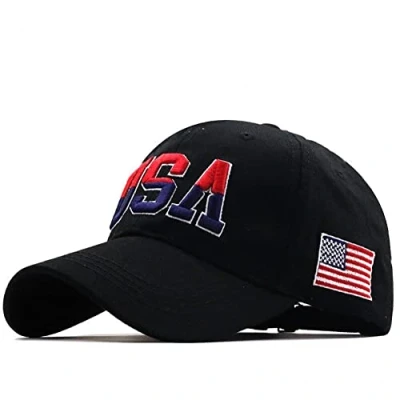 Bild av USA flagga basebollkeps amerikansk broderi justerbar snapback keps bomull utomhusskydd solhatt hiphop kepsar för unisex