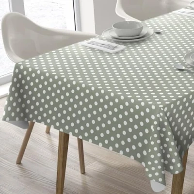 Bild av Home Direct rektangulär vaxduk PVC avtorkningsbar bordsduk 140 cm x 200 55 78 prickig (salvia grön)