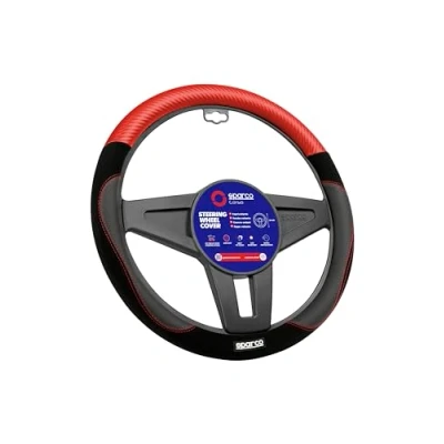 Bild av SPARCO S122 SPCS122RS Housse de volant Rouge, noir 37 38cm PVC, Cuir élastique