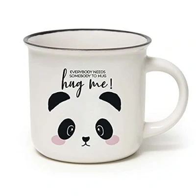 Bild av Legami New Bone China kopp i porslin, frukostkopp, diskmaskinssäker kaffekopp, diameter 10 cm, kapacitet 350 ml, panda tema