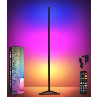 Bild av Zaxiva LED golvlampa, modern RGB stämning med 16 miljoner färger, musiksynkronisering och timer, golvlampa vardagsrum sovrum, lekrum dekoration