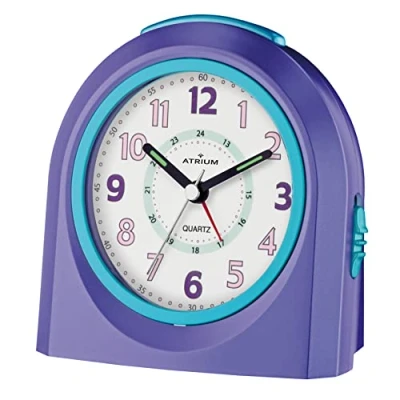 Bild av Atrium väckarklocka analog lila utan tickande med ljus och snooze, snooze funktion kvarts A921 8